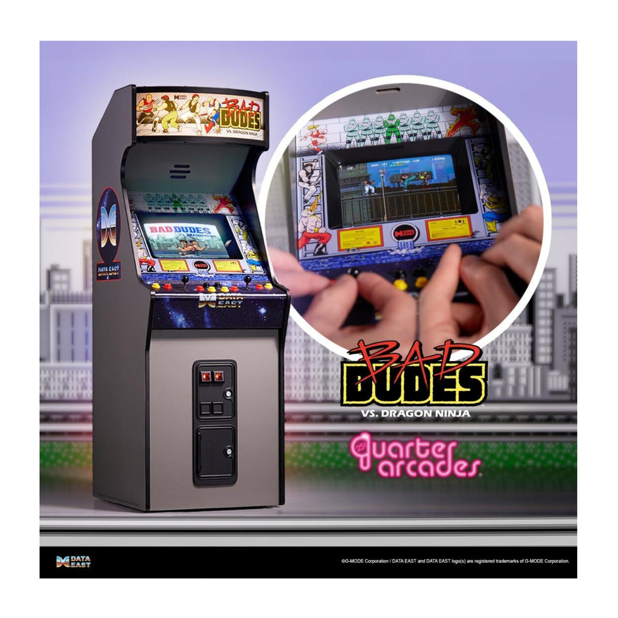 Quarter Arcades Bad Dudes Vs. Dragon Ninja Mini Arcade Machine with Bar Stool Bundle