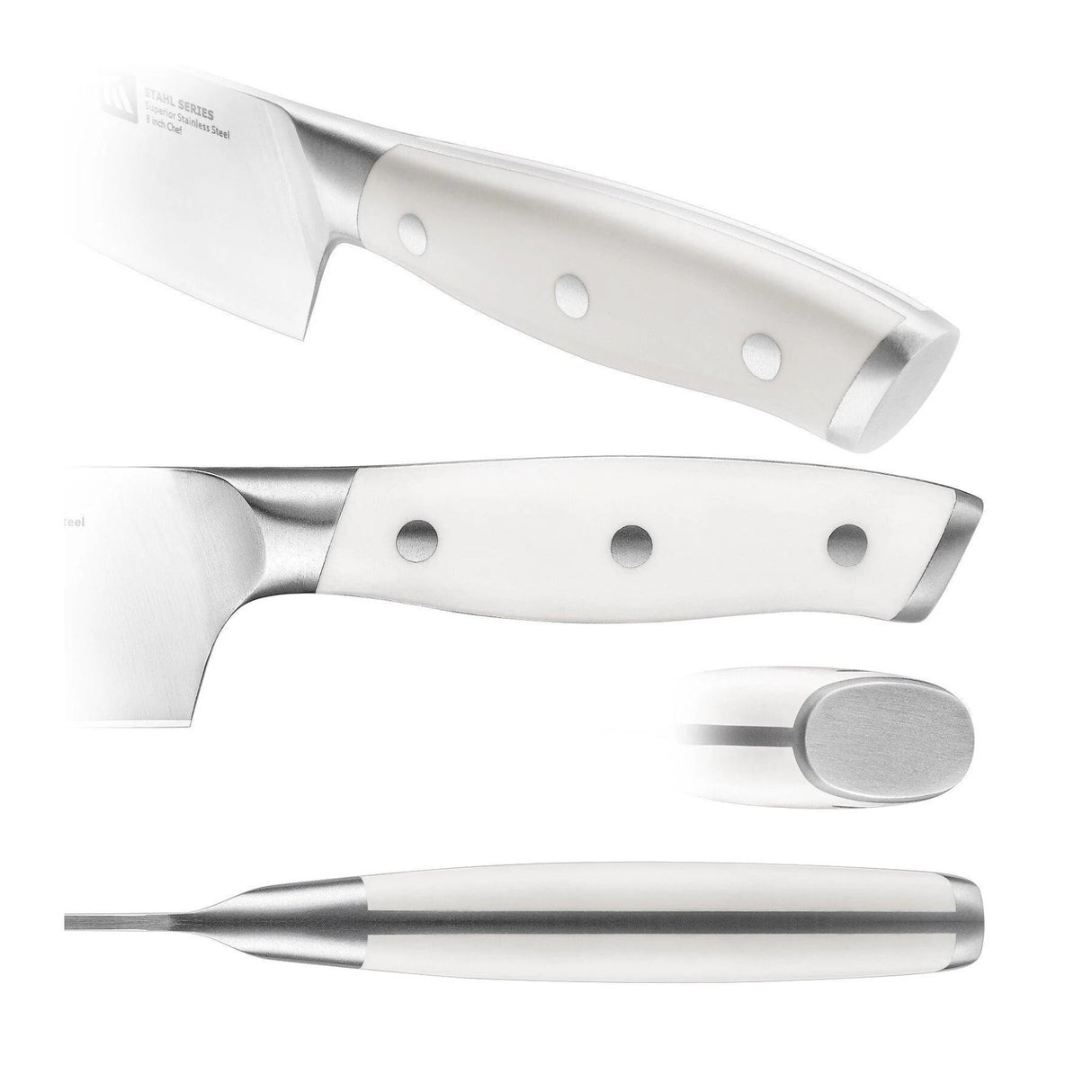 Klaus Meyer Stahl 19 Piece German Steel Kitchen Knife Block Set (White)