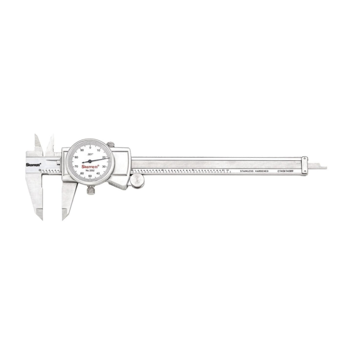 Starrett 3202-6 Dial Caliper with Adjustable Bezel, 0-6 Inch Range, and .001 Inch Grad)