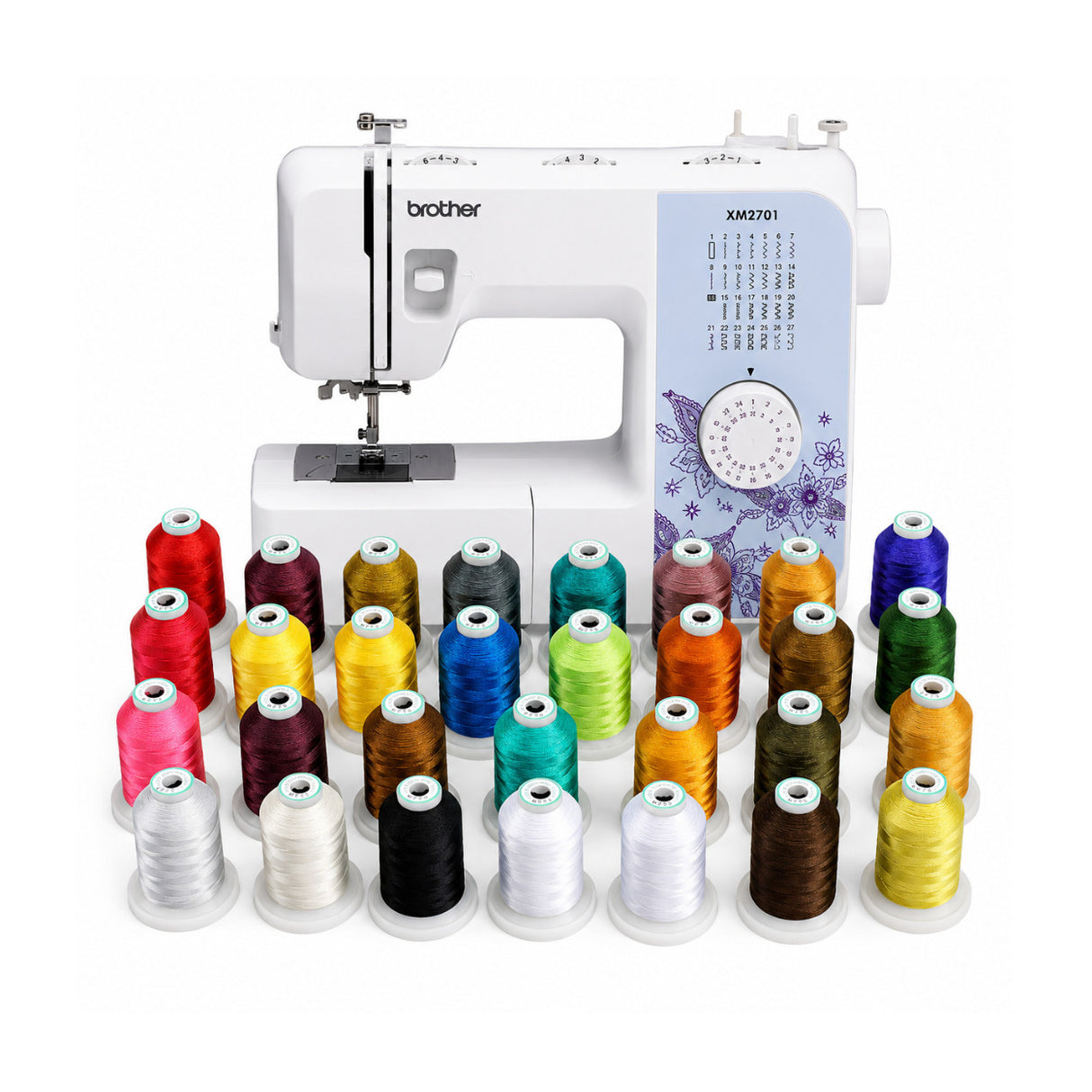 Brother XM2701 27-Stitch Sewing Machine Bundle with 32-Spools Polyester Thread Kit