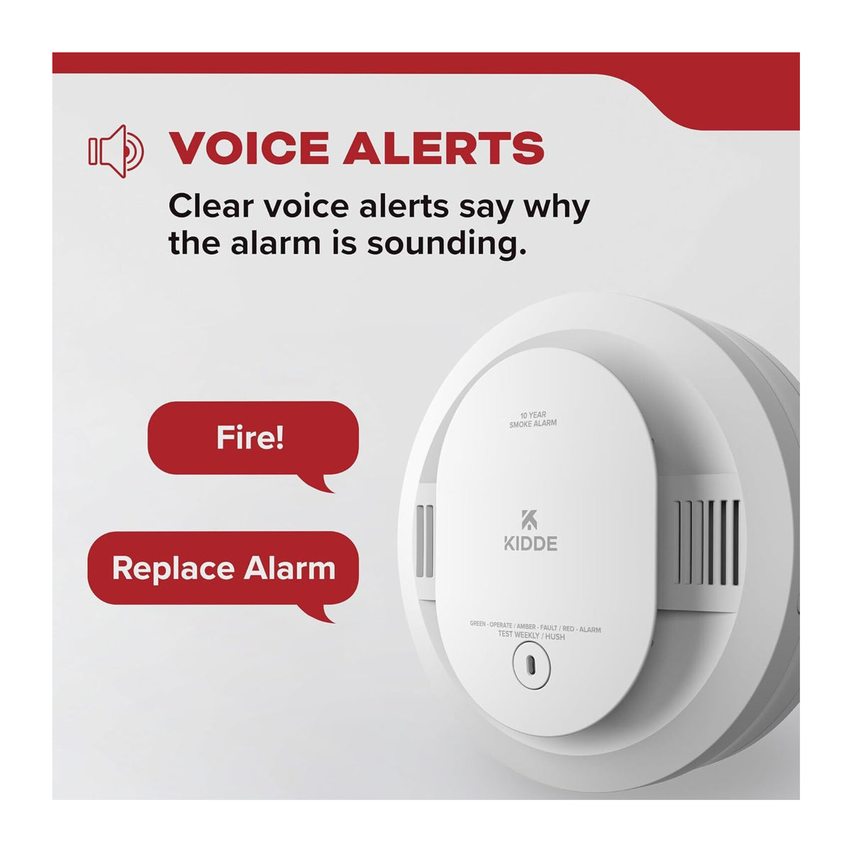 Kidde 20SD10-V Smoke Detector, Sealed 10 Year Battery, Voice Alerts (1 Pack)