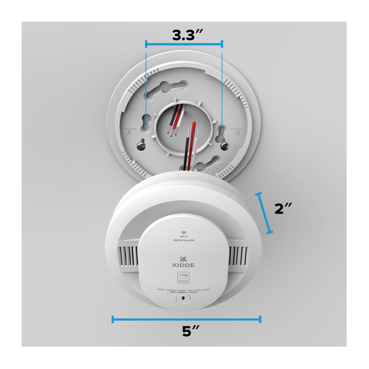 Kidde RGCUAR-RW Smart Smoke and CO Alarm, Hardwired, 2 AA Backup Batteries (White)