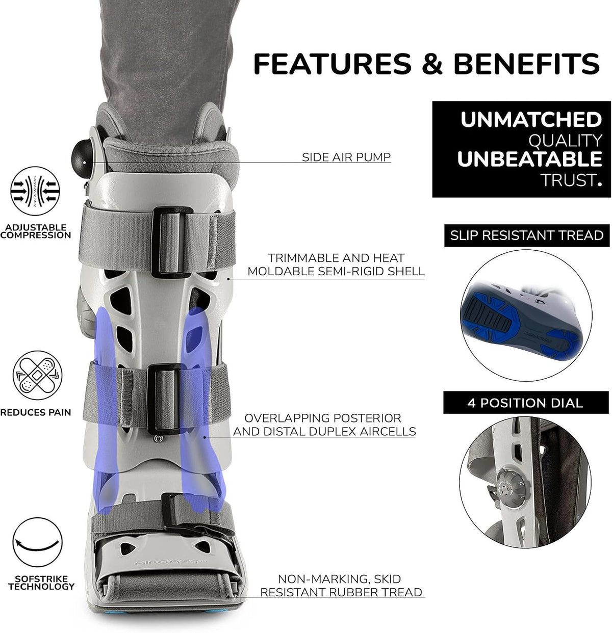 Aircast AirSelect Standard Walker Brace / Walking Boot, X-Small (Open Box)