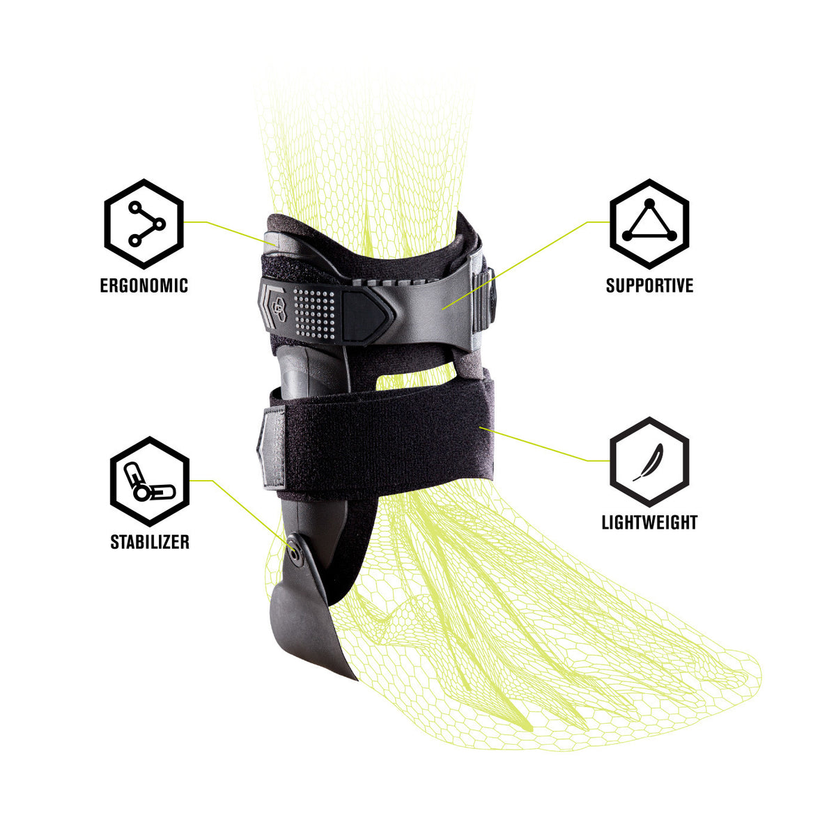 DonJoy Performance Bionic Stirrup Ankle Brace, Maximum Support for Sprains (Black/Medium/Right)
