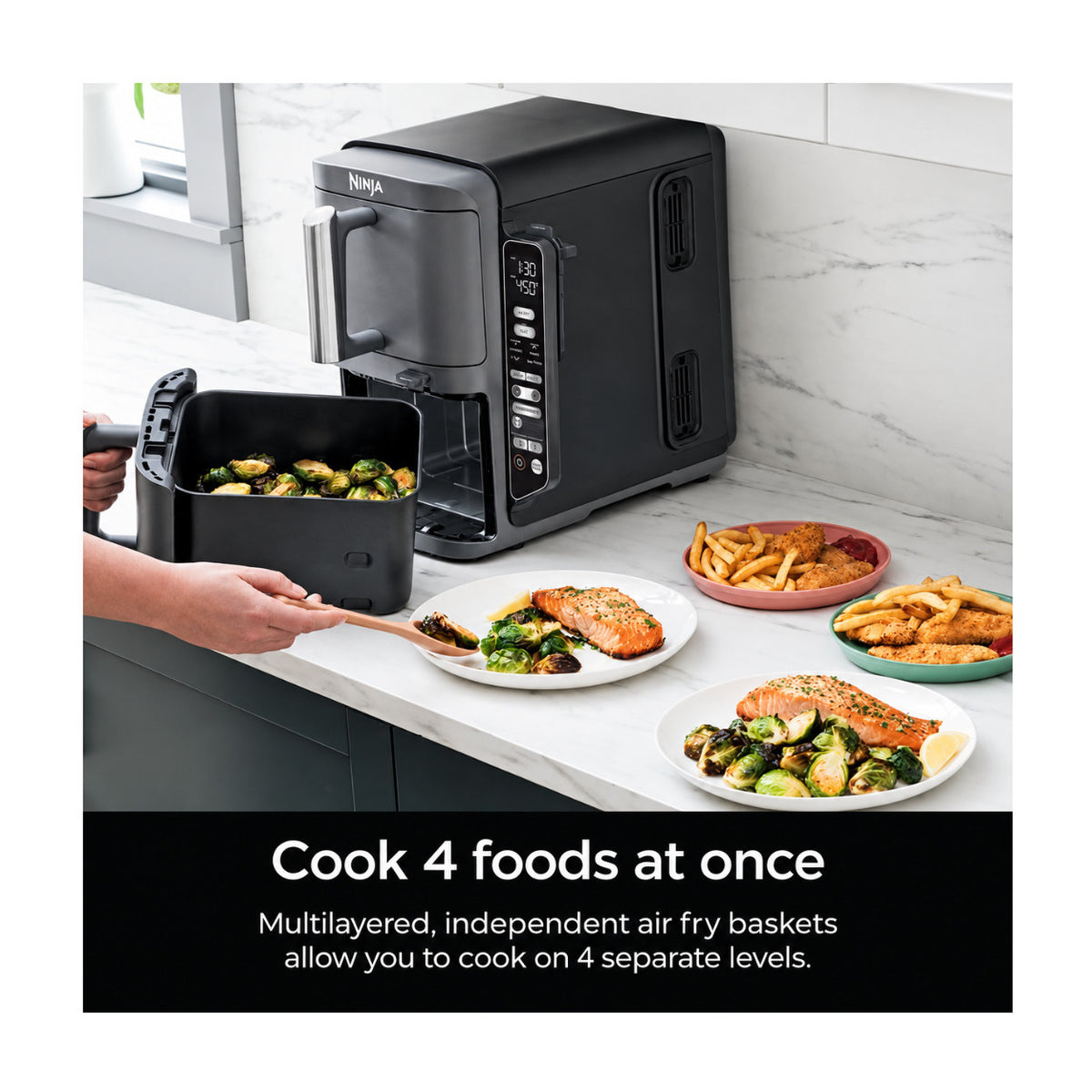 Ninja DoubleStack XL Smart 10 Qt Air Fryer with Integrated Foodi Smart Thermometer (Deep Gray)