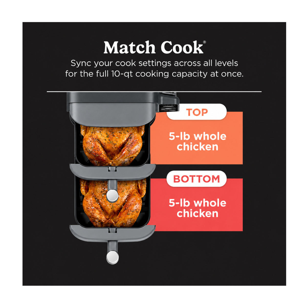 Ninja DoubleStack XL Smart 10 Qt Air Fryer with Integrated Foodi Smart Thermometer (Deep Gray)