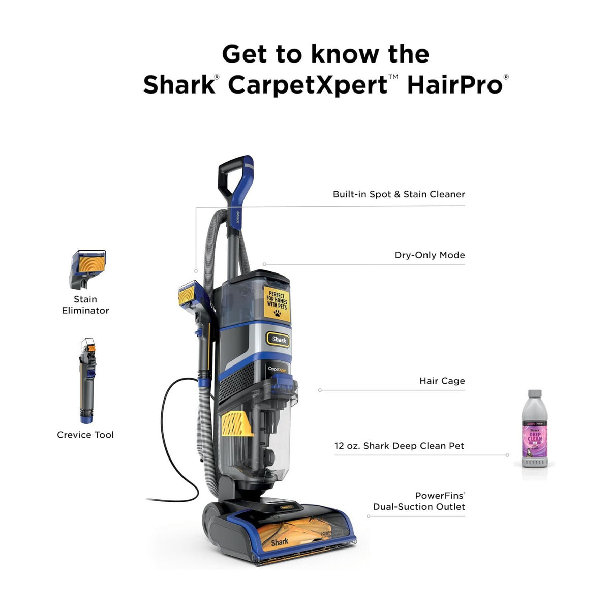 Shark EX251BRN CarpetXpert HairPro Carpet and Built-in Stain Cleaner with Tools and Cleaning Formula