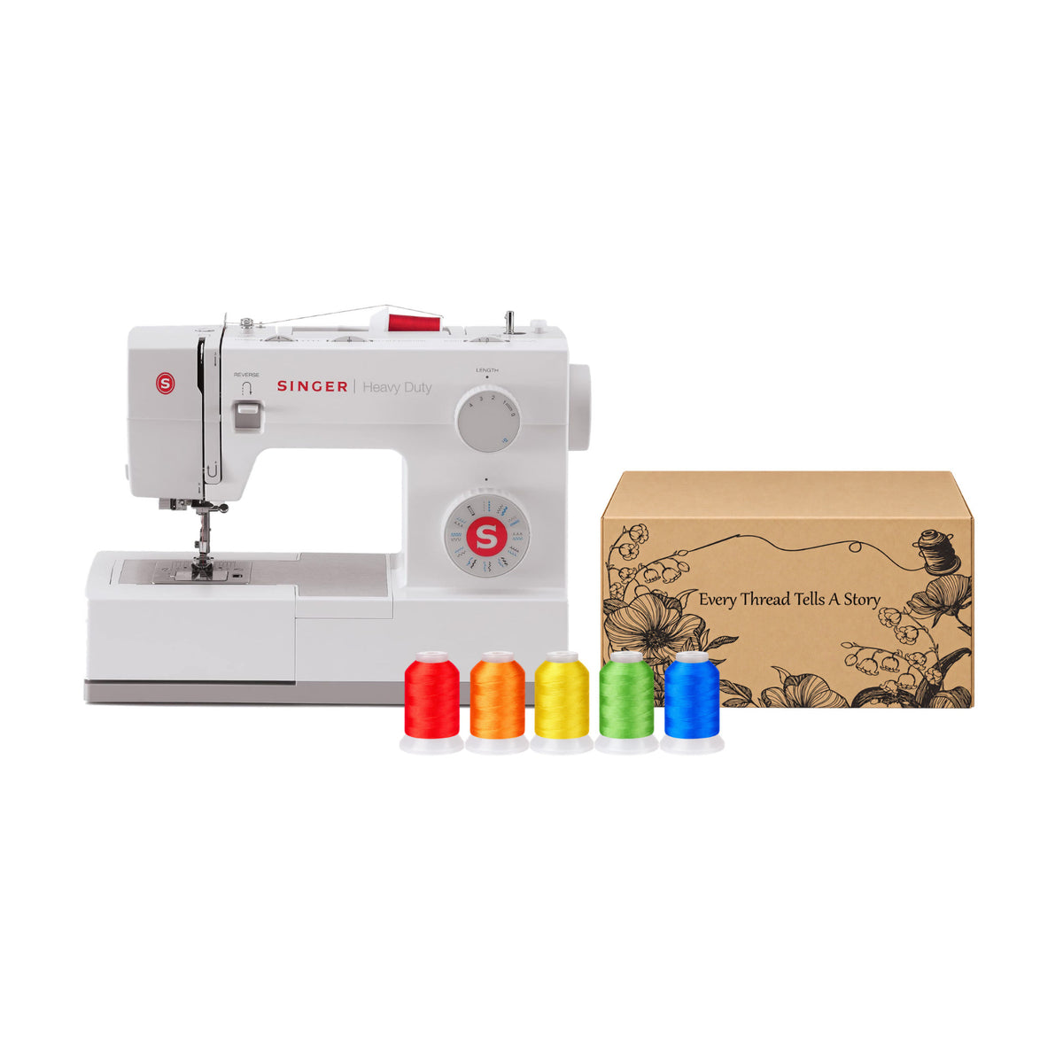 Singer 5523 Scholastic Heavy-Duty Sewing Machine Bundle with 150-Color Embroidery Thread Kit