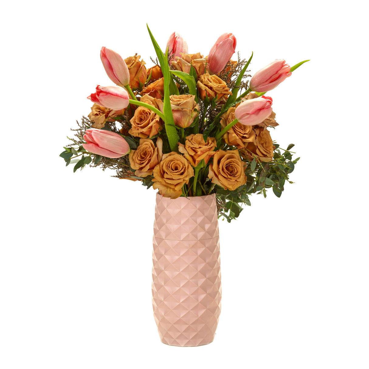 Amaranth 10-Inch Vase For Easy Water Draining and Stem Access (Blush Pink)