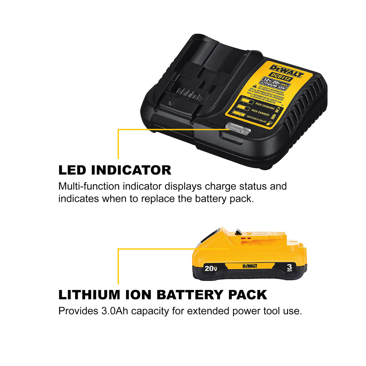 DeWalt (DCB230C) 20V MAX Battery Pack with Charger 3-Ah