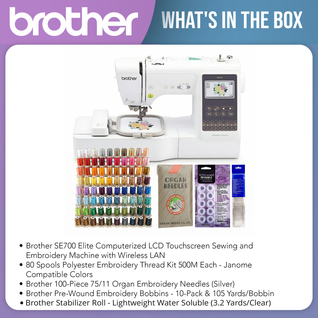 Brother Elite Computerized LCD Touchscreen Sewing and Embroidery Machine Kit