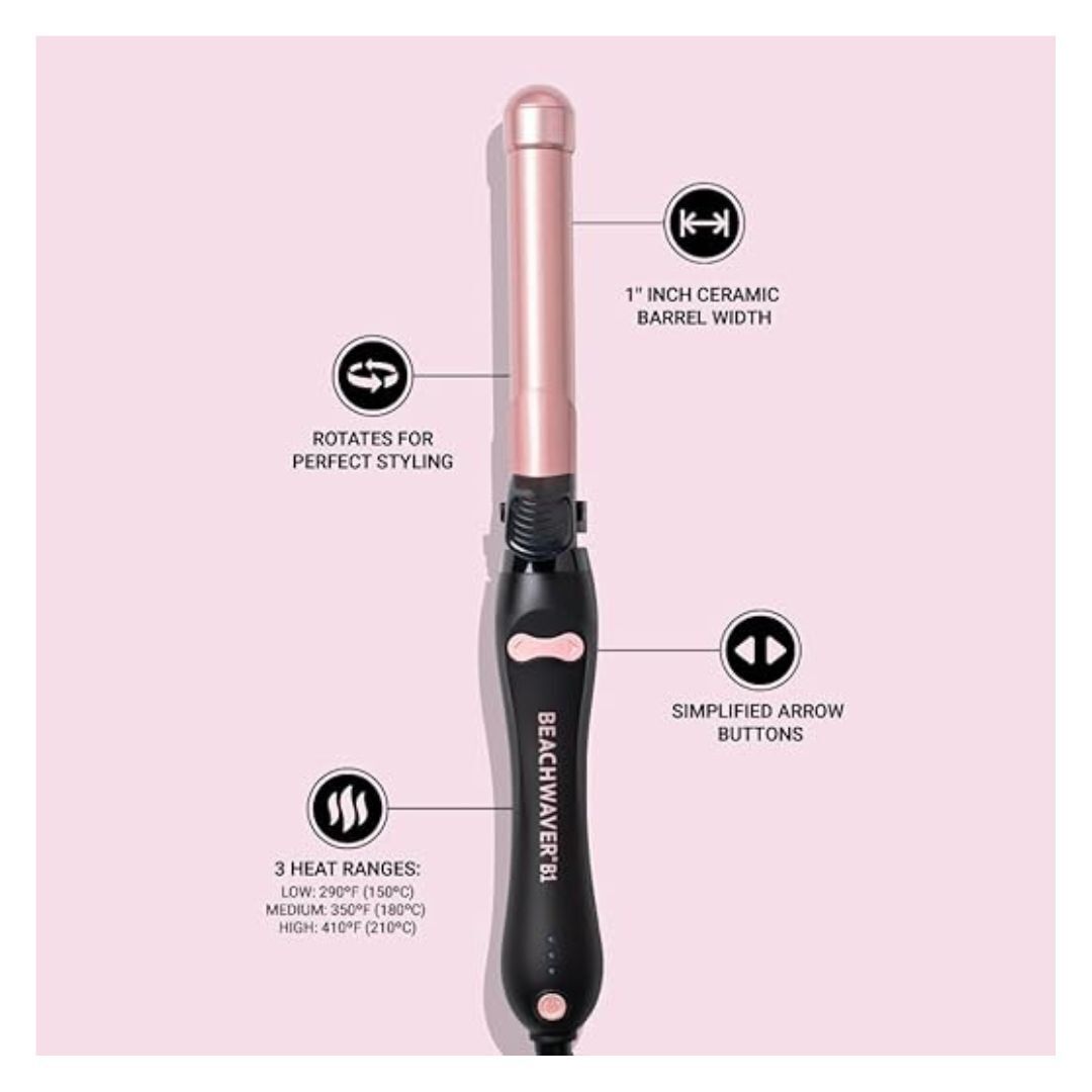 Beachwaver B1 Rotating Curling Iron in Midnight Rose | 1 inch barrel