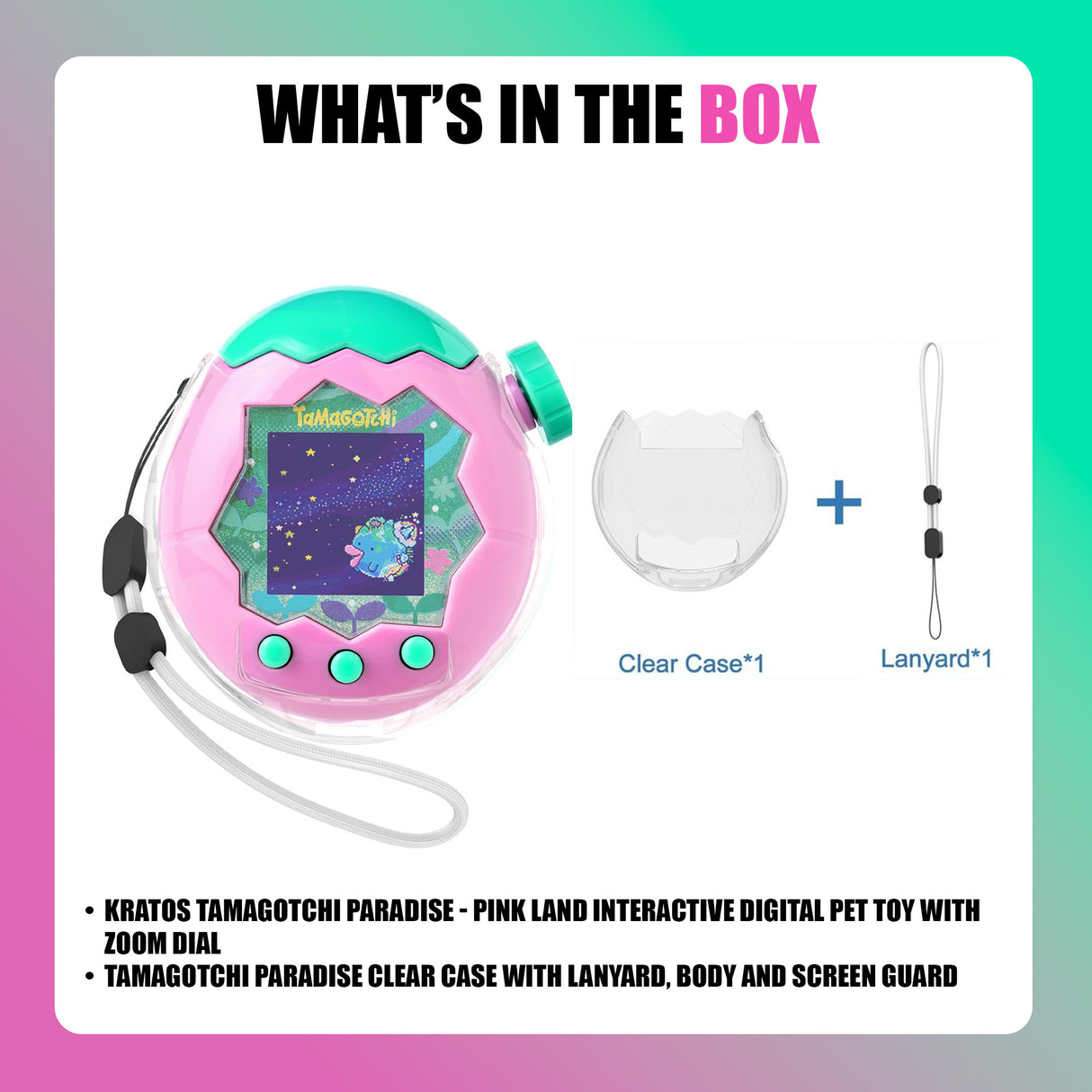 Kratos Tamagotchi Paradise - Pink Land Digital Pet Toy with Clear Case Bundle - 7