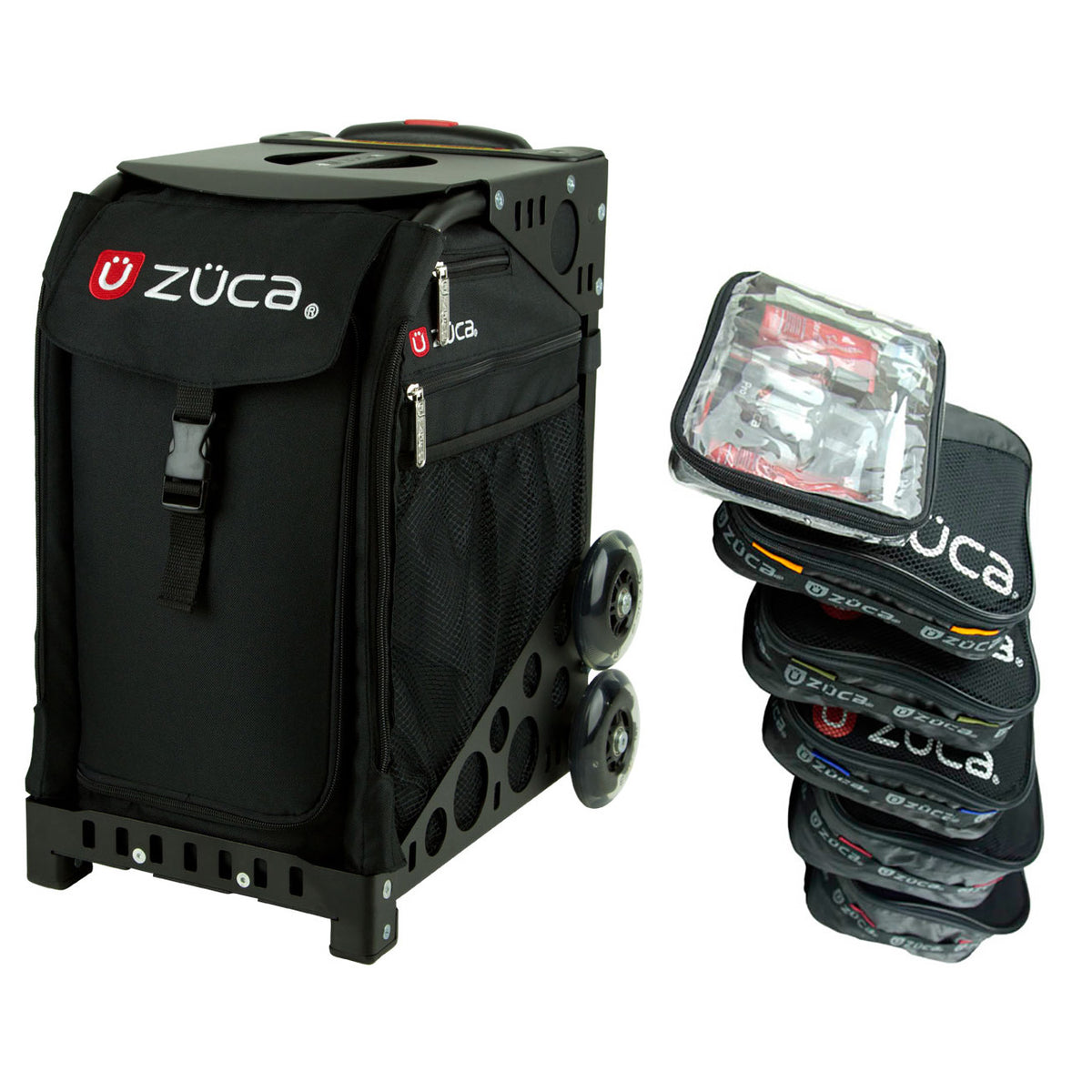 Zuca Obsidian Insert Bag & Black Frame w/ 5 Pouches & Toiletry Bag