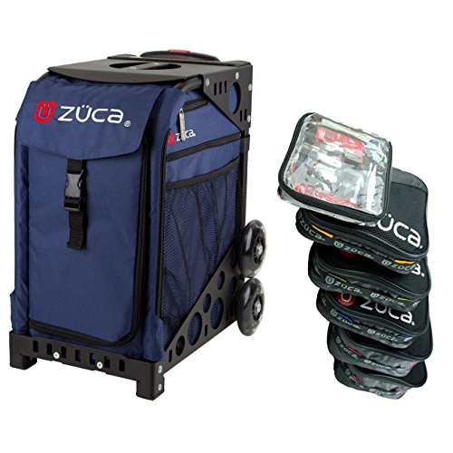 Zuca Midnight Navy Sport Insert Bag with Plain Wheels Black Frame and Pro Packing Pouch Set