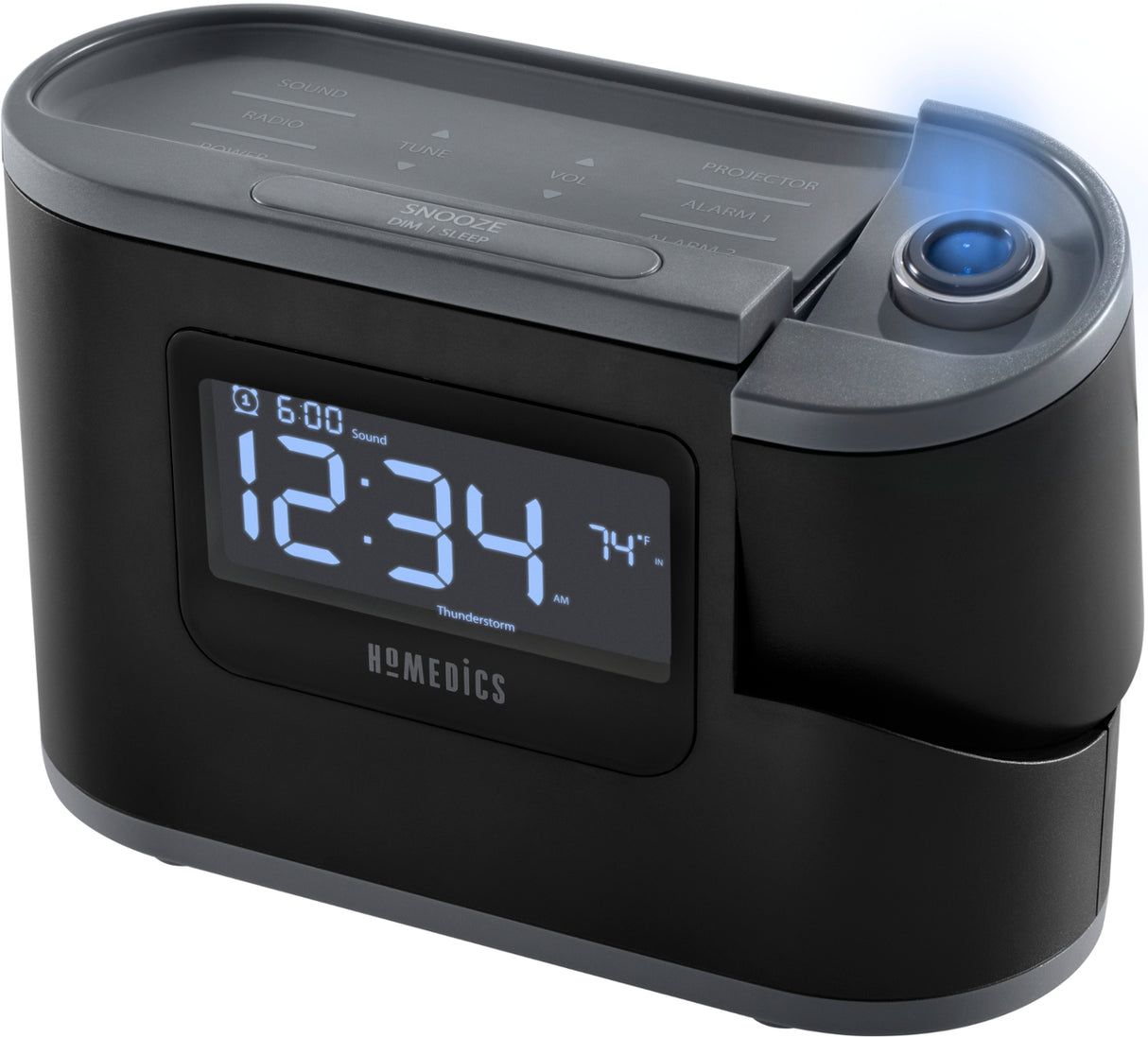 HoMedics Soundspa Recharged Projection Alarm Clock Radio