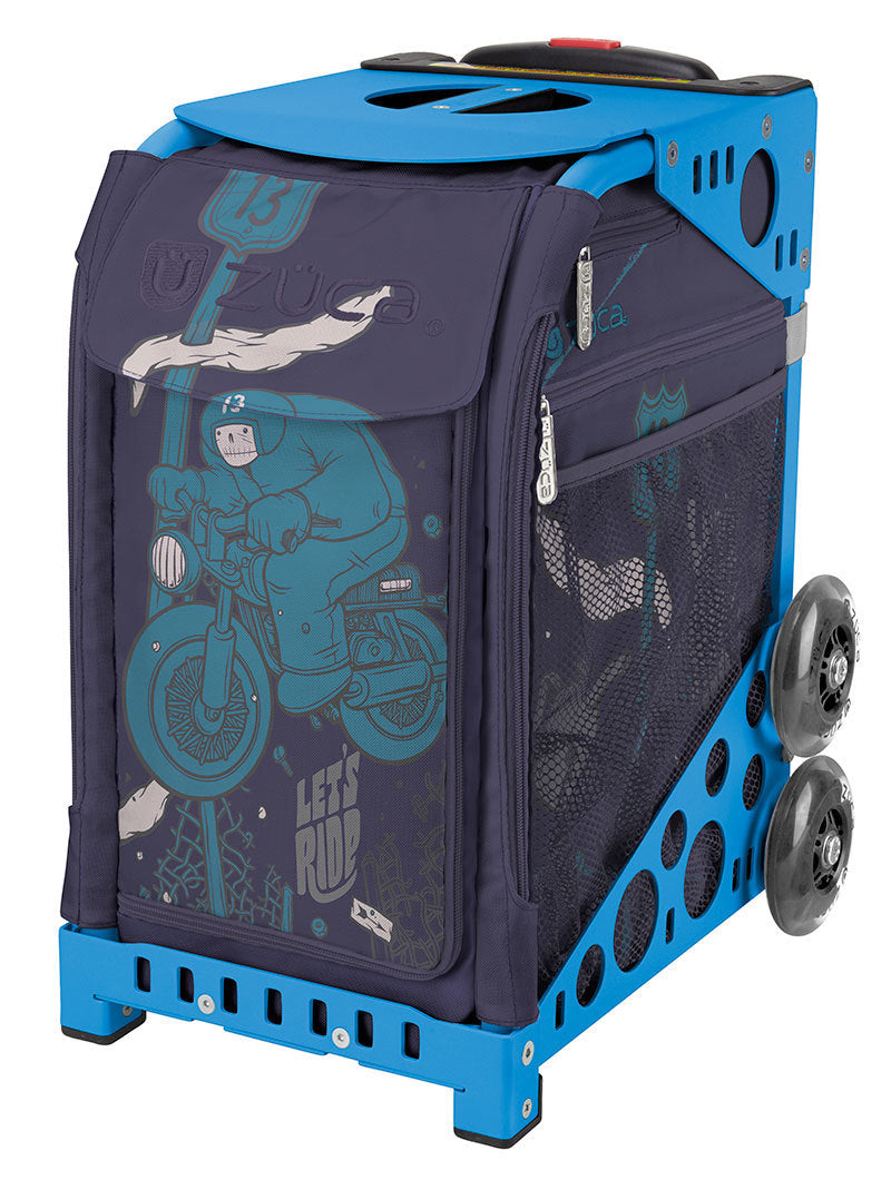 Zuca Lets Ride Sport Insert Bag, Blue Frame with Flashing Wheels