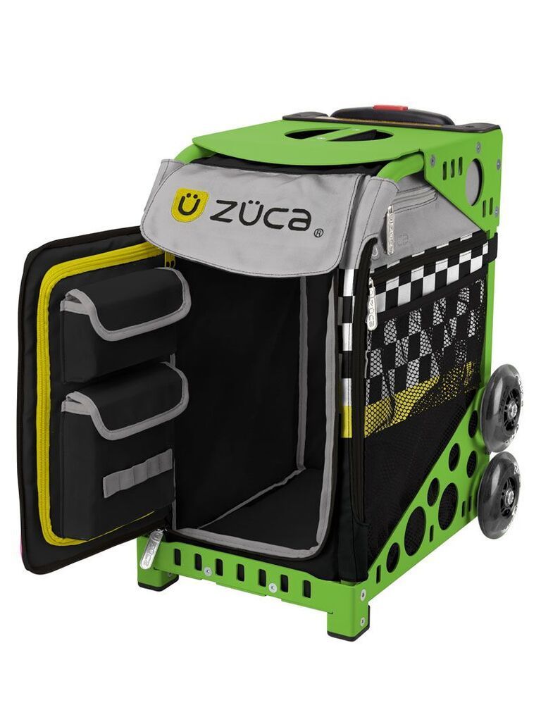 Zuca Sk8ter Block Sport Bag and Green Frame with Flashing Wheels