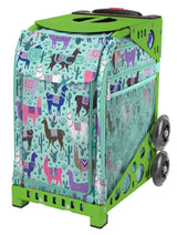 Zuca Llama Rama Sport Insert Bag and Green Frame with Flashing Wheels