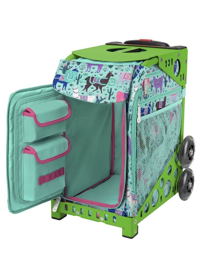 Zuca Llama Rama Sport Insert Bag and Green Frame with Flashing Wheels