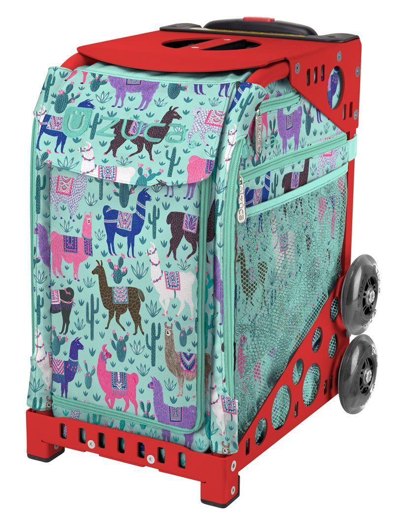 Zuca Llama Rama Sport Insert Bag and Red Frame with Flashing Wheels