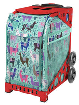 Zuca Llama Rama Sport Insert Bag and Red Frame with Flashing Wheels