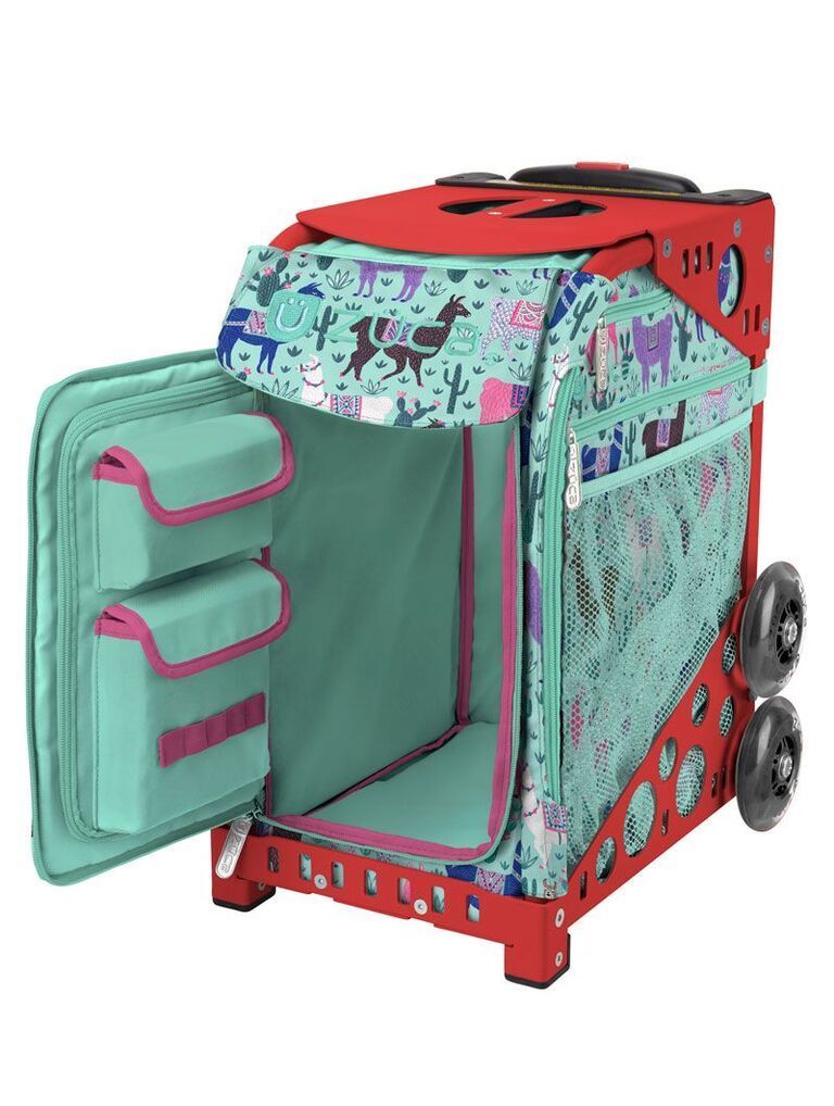 Zuca Llama Rama Sport Insert Bag and Red Frame with Flashing Wheels