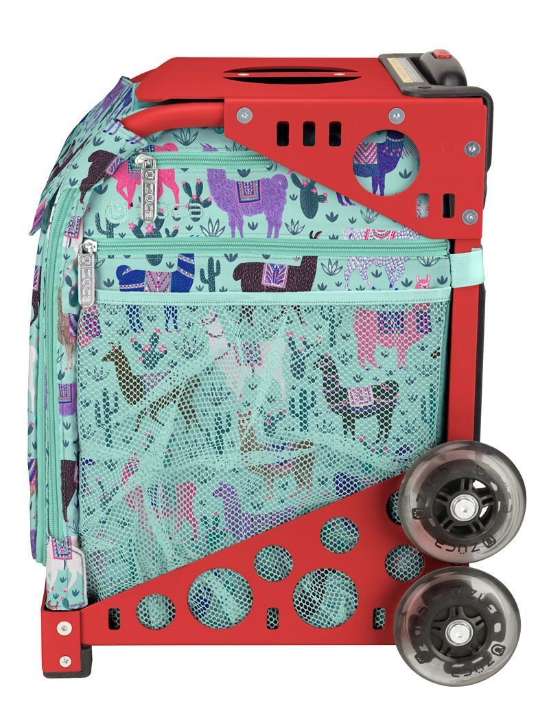 Zuca Llama Rama Sport Insert Bag and Red Frame with Flashing Wheels