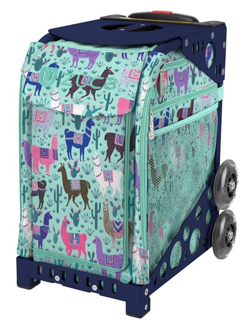 Zuca Llama Rama Sport Insert Bag and Navy Blue Frame with Flashing Wheels