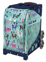 Zuca Llama Rama Sport Insert Bag and Navy Blue Frame with Flashing Wheels