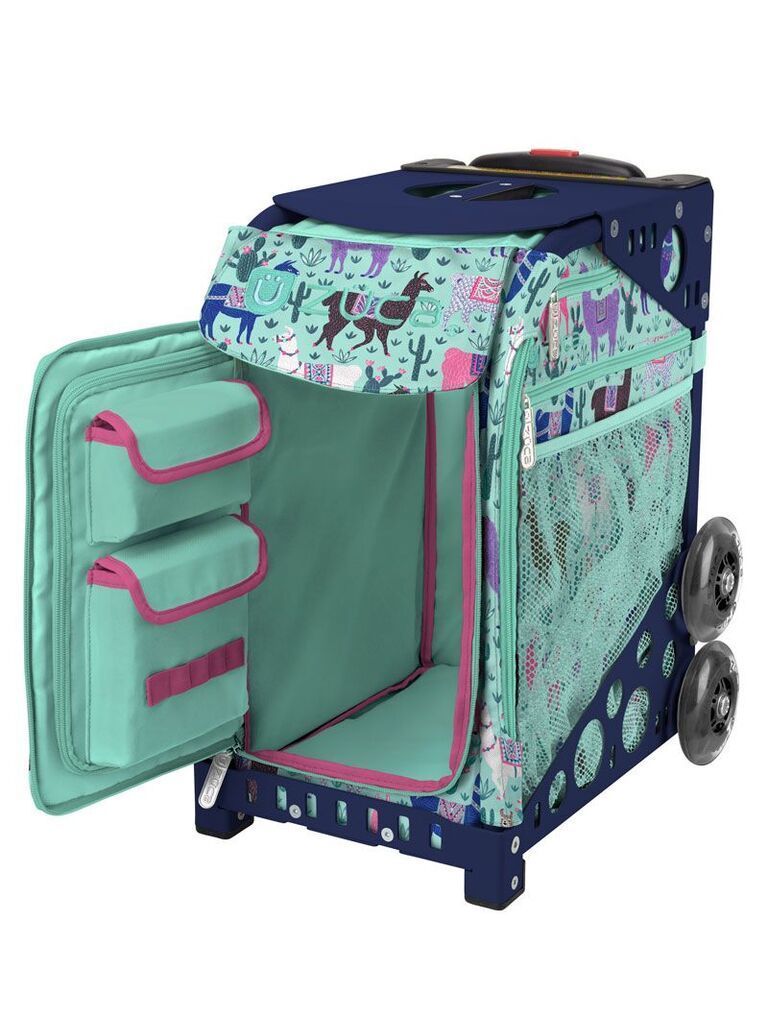 Zuca Llama Rama Sport Insert Bag and Navy Blue Frame with Flashing Wheels