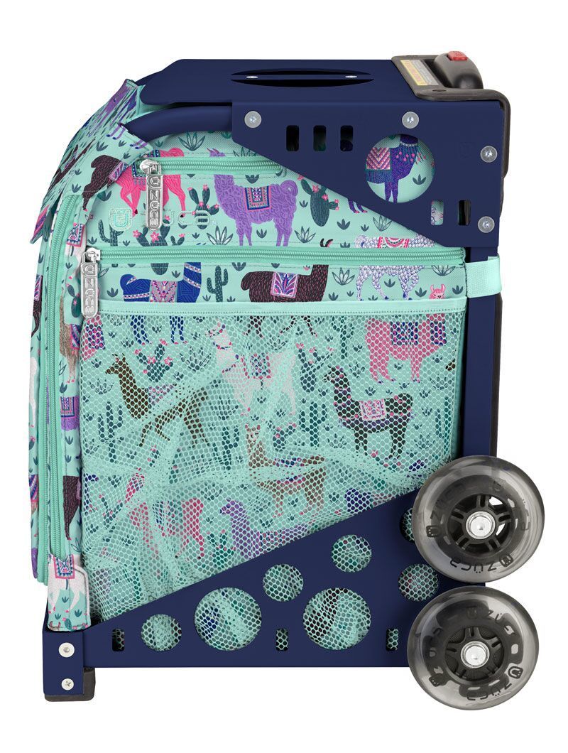 Zuca Llama Rama Sport Insert Bag and Navy Blue Frame with Flashing Wheels