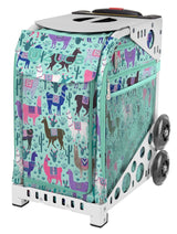 Zuca Llama Rama Sport Insert Bag and White Frame with Flashing Wheels
