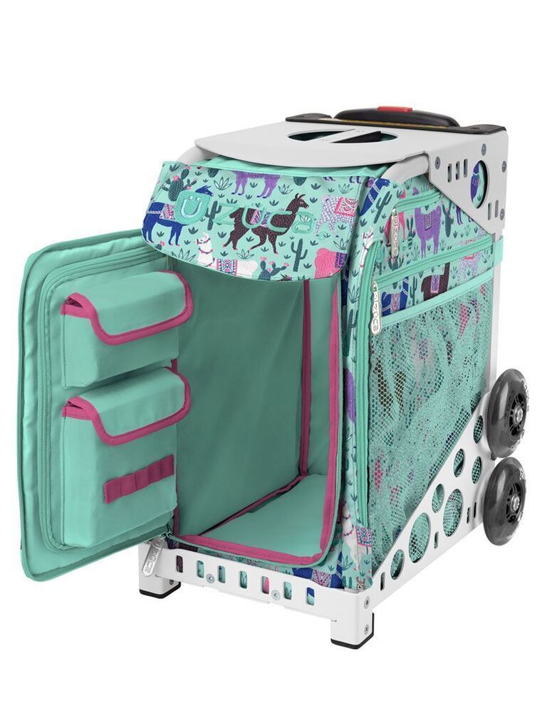 Zuca Llama Rama Sport Insert Bag and White Frame with Flashing Wheels