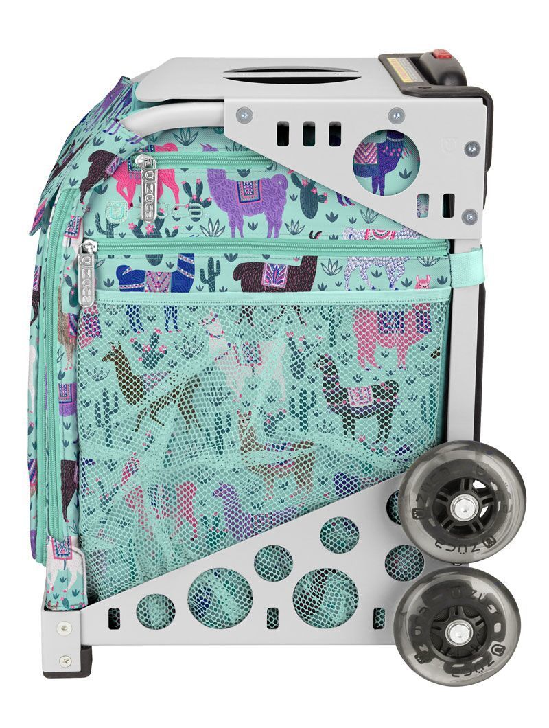 Zuca Llama Rama Sport Insert Bag and White Frame with Flashing Wheels