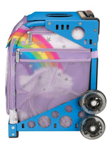Zuca Unicorn Sport Insert Bag and Blue Frame with Flashing Wheels