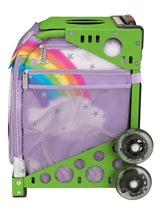 Zuca Unicorn Sport Insert Bag and Green Frame with Flashing Wheels
