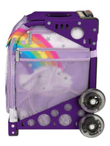 Zuca Unicorn Sport Insert Bag and Purple Frame with Flashing Wheels