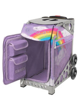 Zuca Unicorn Sport Insert Bag and Gray Frame with Flashing Wheels