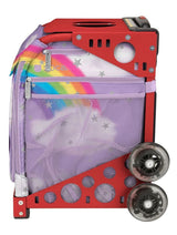 Zuca Unicorn Sport Insert Bag and Red Frame with Flashing Wheels