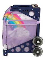 Zuca Unicorn Sport Insert Bag and Navy Blue Frame with Flashing Wheels
