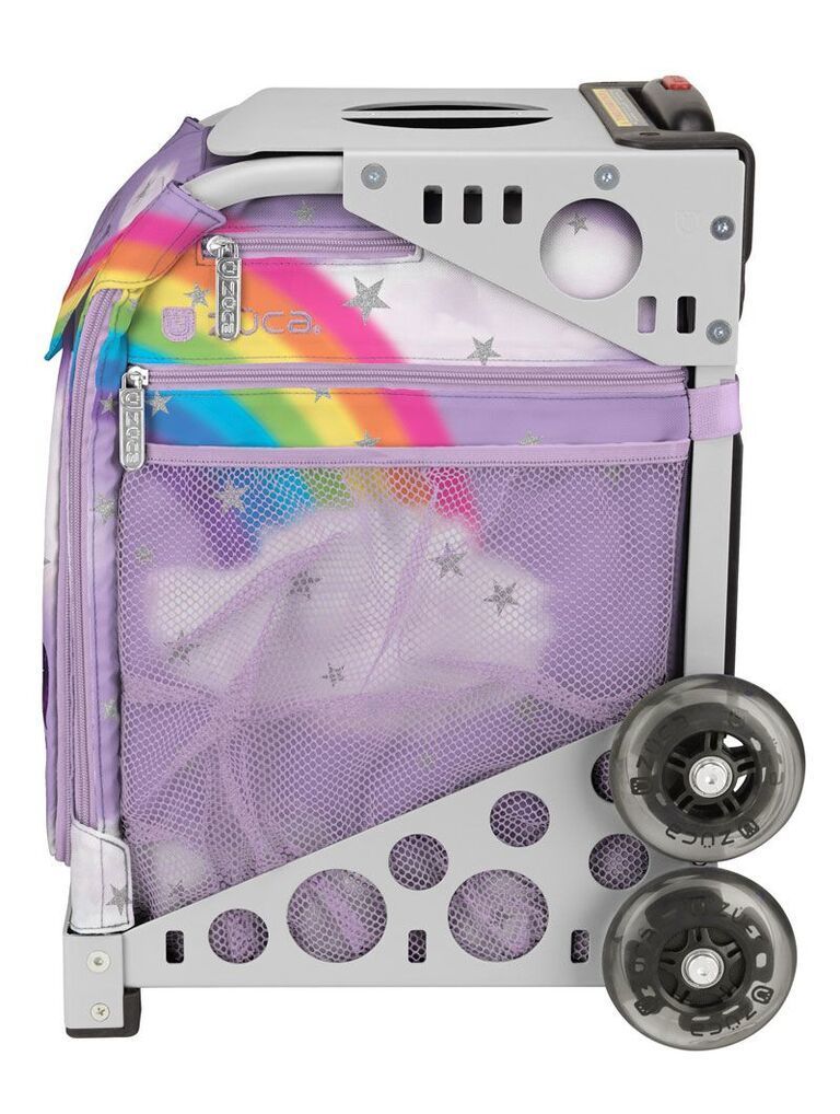 Zuca Unicorn Sport Insert Bag and White Frame with Flashing Wheels