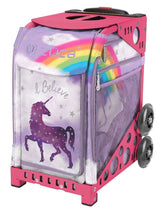 Zuca Unicorn Sport Insert Bag and Pink Frame with Flashing Wheels