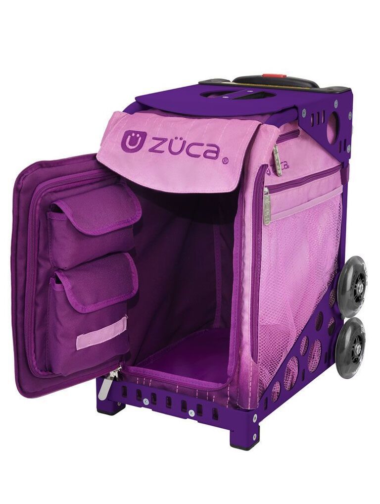 Zuca Velvet Rain Sport Insert Bag and Purple Frame with Flashing Wheels