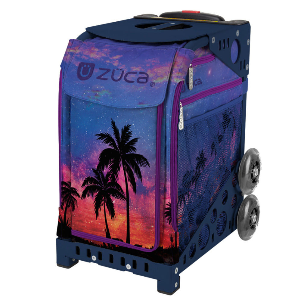 Zuca Island Life Palm Trees Sport Bag & Frame (Navy) w/ Flashing Wheels