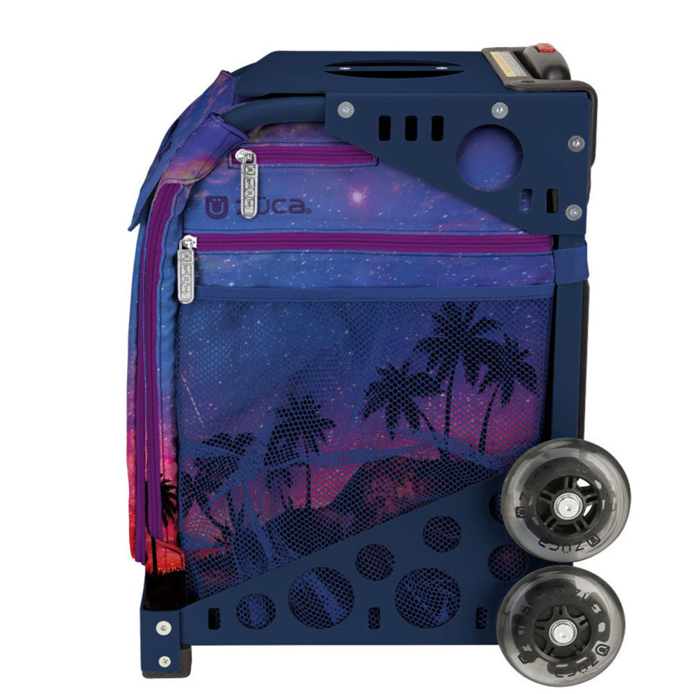 Zuca Island Life Palm Trees Sport Bag & Frame (Navy) w/ Flashing Wheels