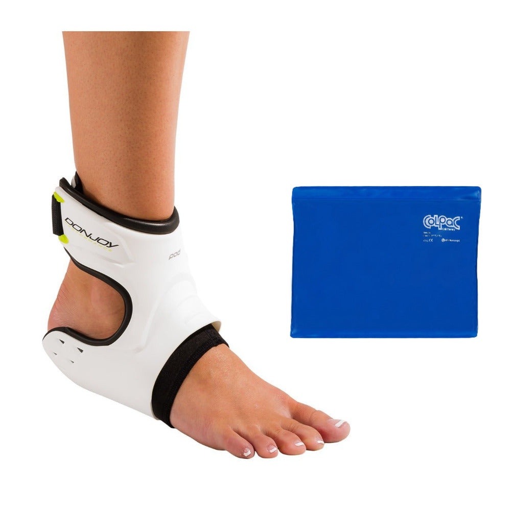 DonJoy Performance POD Ankle Brace (Left, Large, White) and Ice Pack
