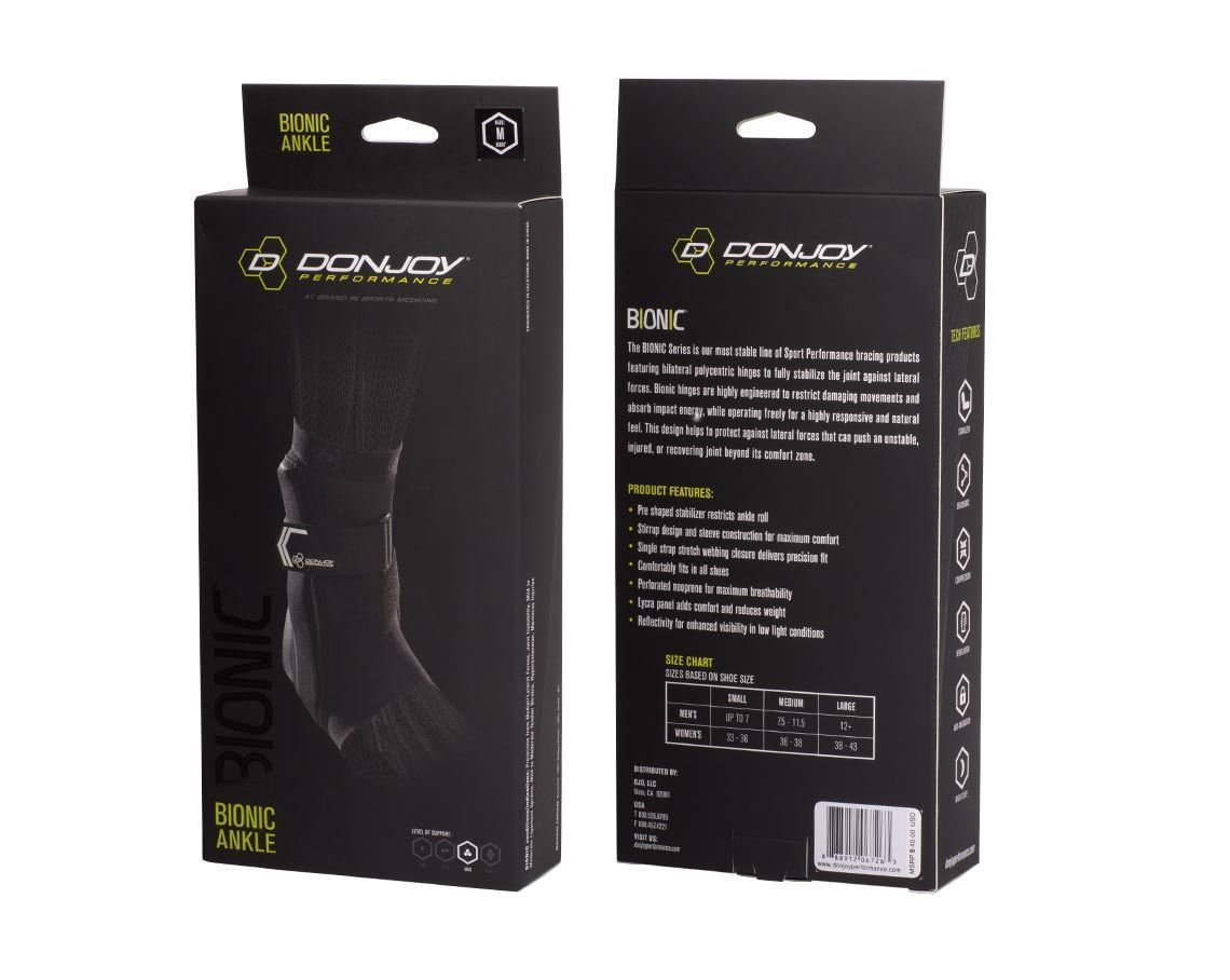DonJoy Performance Bionic Ankle Brace (Small, Right, Black) and Ice Pack