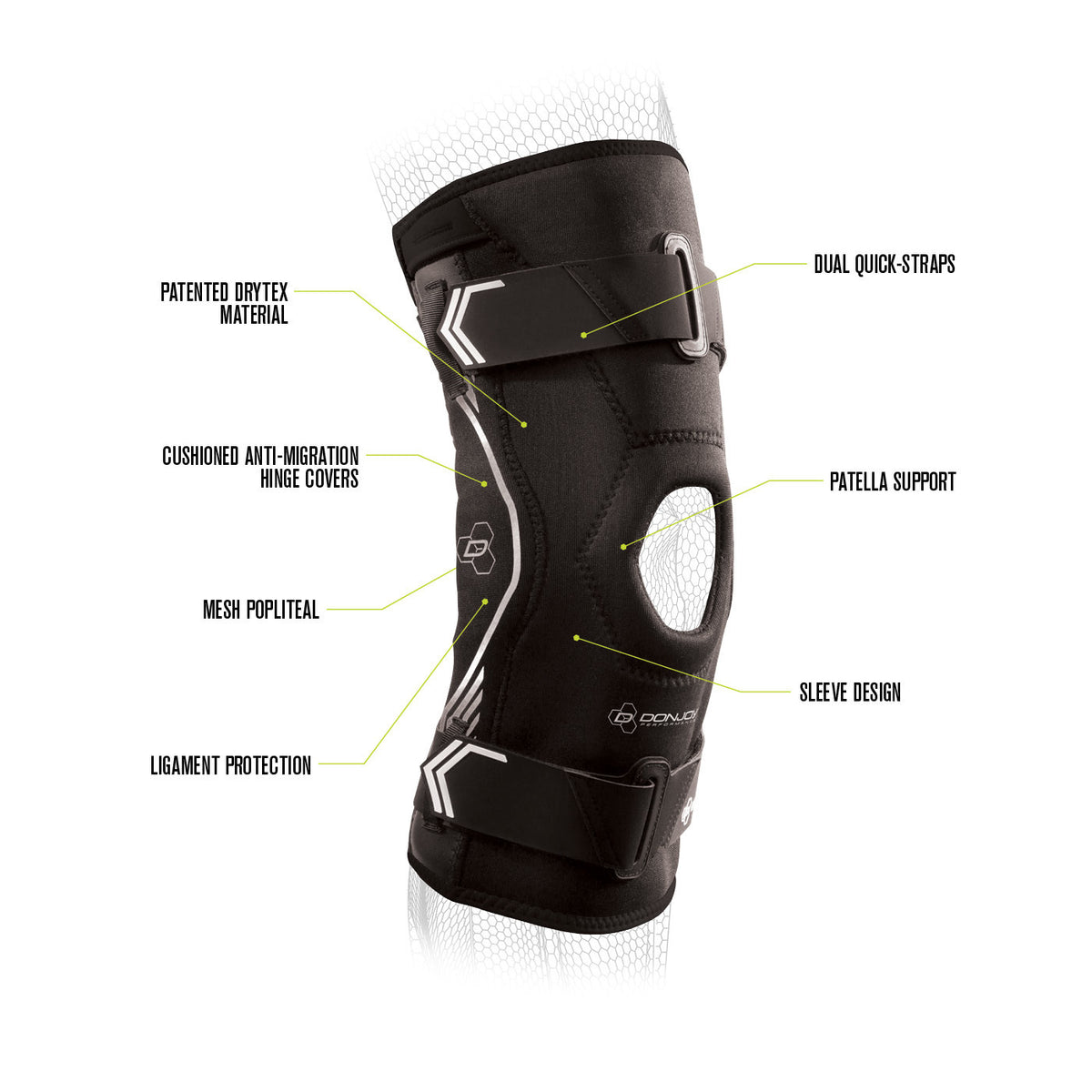DonJoy Performance Bionic Drytex Knee Sleeve (Medium, Black, 2-Pack)