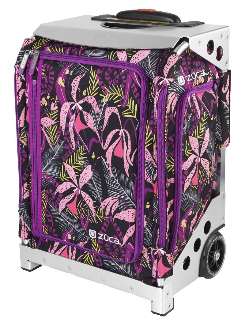 Zuca Navigator Carry-On Bag with Built-In Seat (Wild Orchid Print, Silver Frame)